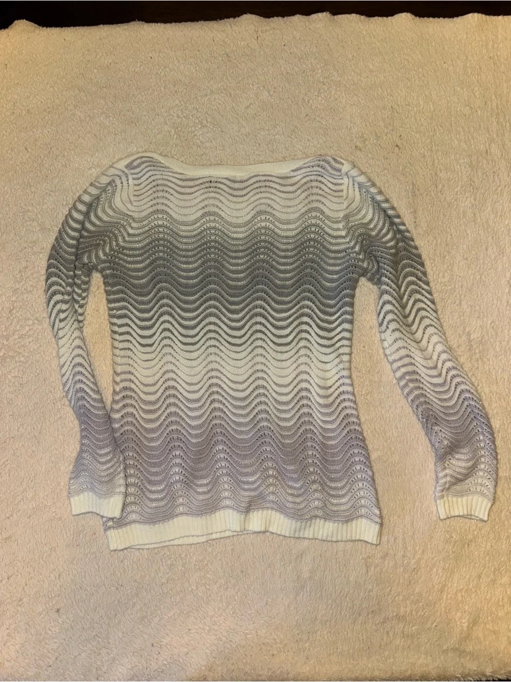 Christopher & Banks Petite Y2K Ombré Open Knit Sweater 🤍🩶🪻
